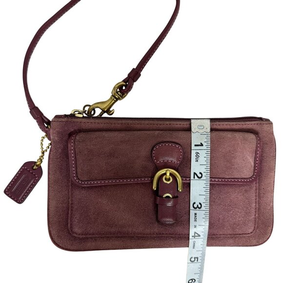 Vintage Coach SOHO Burgundy Purple Suede Buckle Wristlet Mini Bag Signature - Picture 10 of 11